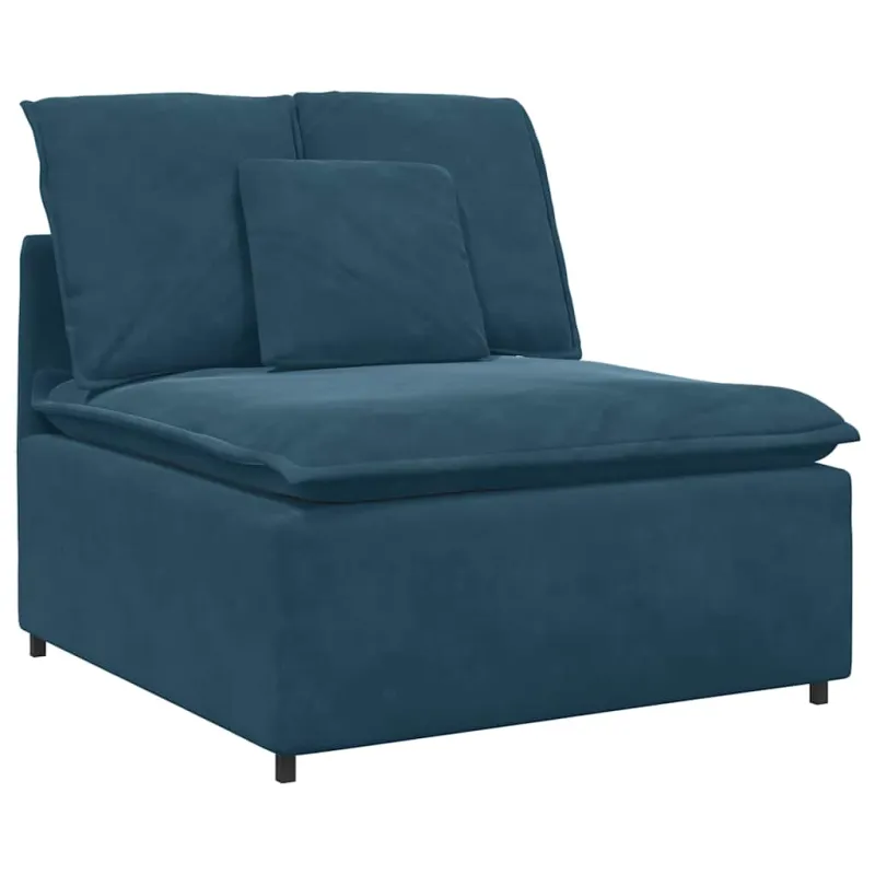Modulinė sofa su pagalvėlėmis, aksominė, mėlyna