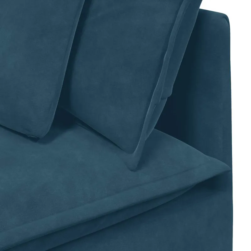 Modulinė sofa su pagalvėlėmis, aksominė, mėlyna