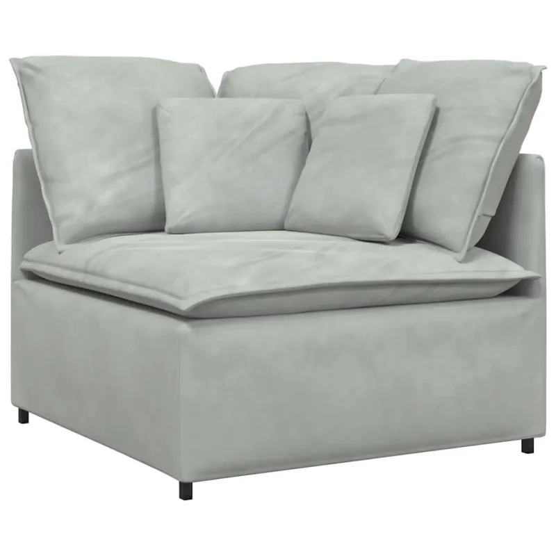 Modulinė sofa su pagalvėlėmis, aksominė, šviesiai pilka