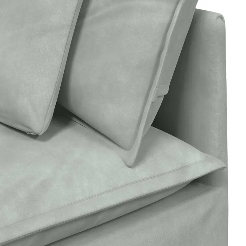 Modulinė sofa su pagalvėlėmis, aksominė, šviesiai pilka