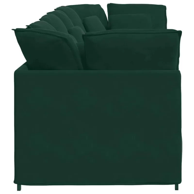 Modulinė sofa su pagalvėlėmis, aksominė, tamsiai žalia