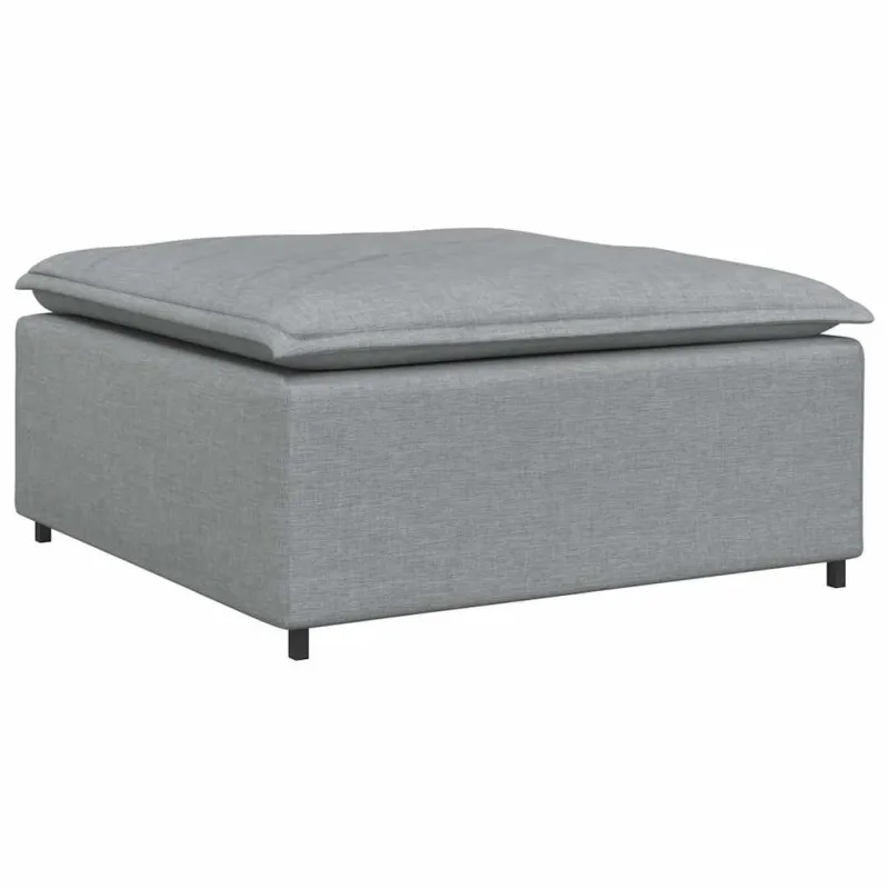 Modulinė sofa su pakoja ir pagalvėlėmis, audinys, šviesiai pilka