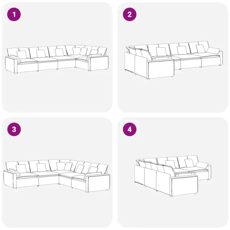 Modulinė sofa su pagalvėlėmis, aksominė, šviesiai pilka