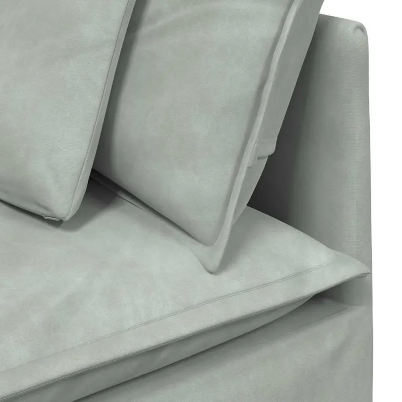 Modulinė sofa su pagalvėlėmis, aksominė, šviesiai pilka