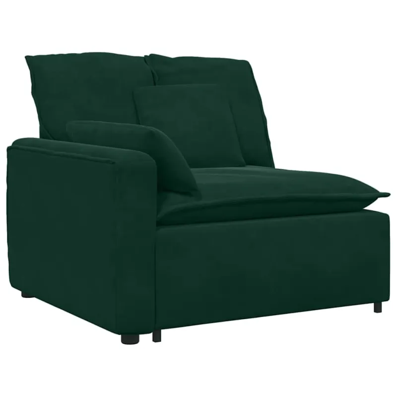 Modulinė sofa su pagalvėlėmis, aksominė, tamsiai žalia