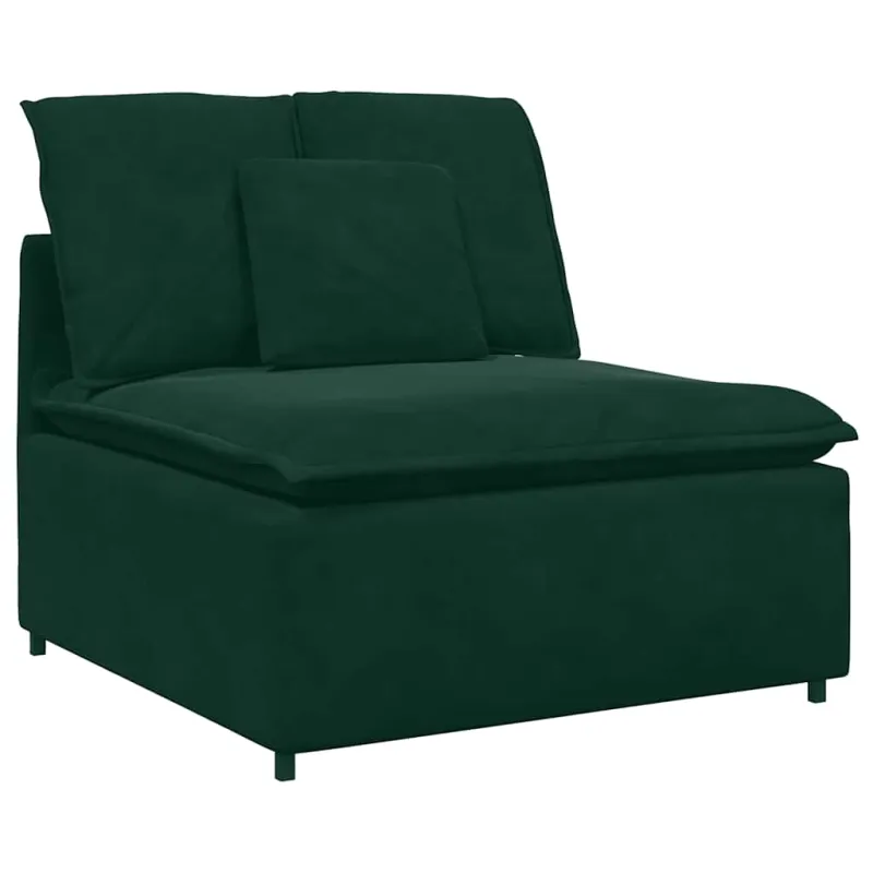 Modulinė sofa su pagalvėlėmis, aksominė, tamsiai žalia