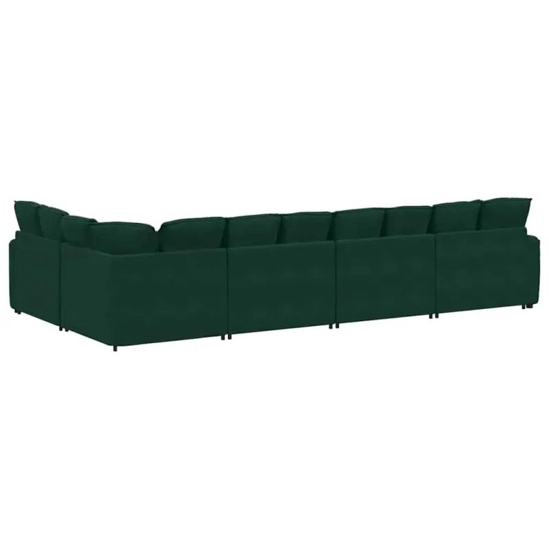Modulinė sofa su pagalvėlėmis, aksominė, tamsiai žalia