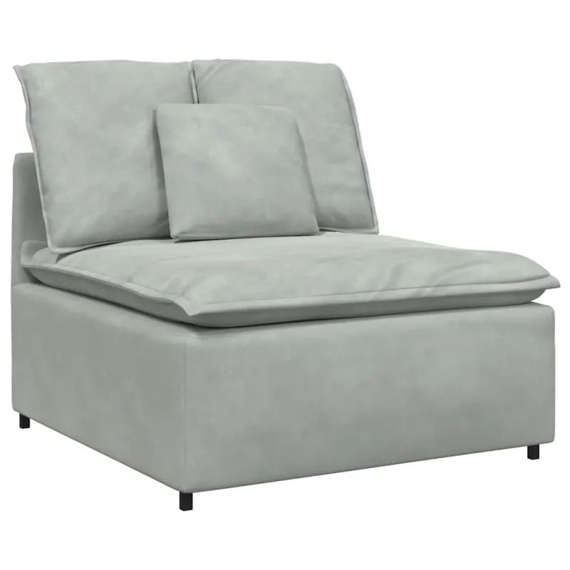 Modulinė sofa su pagalvėlėmis, aksominė, šviesiai pilka
