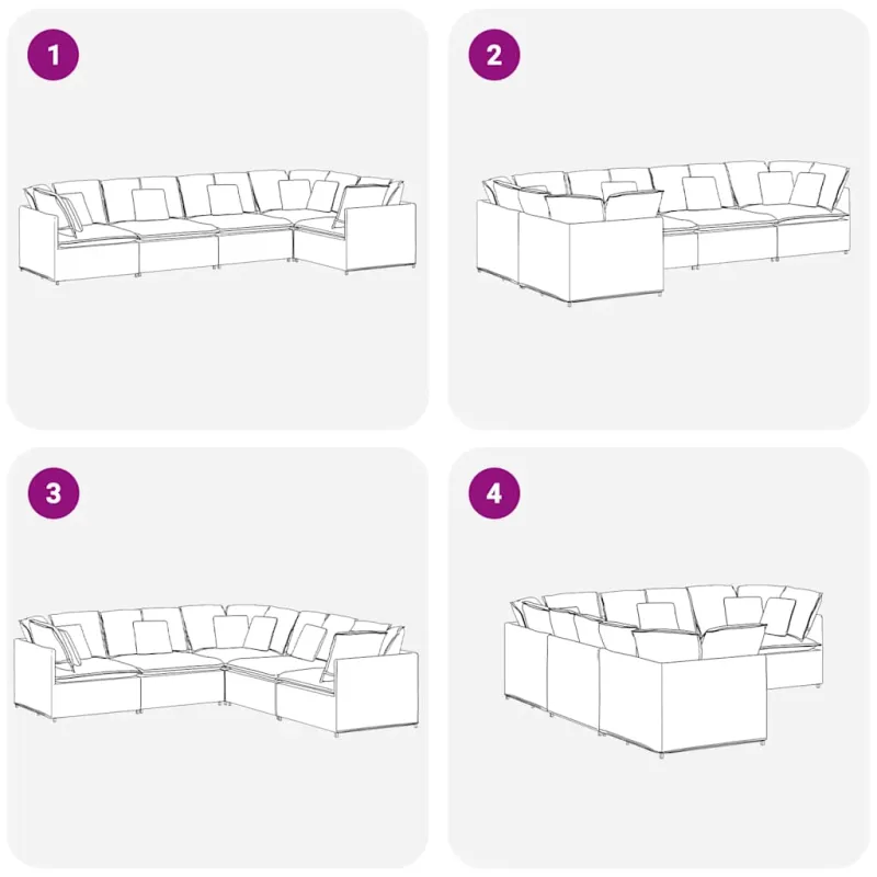 Modulinė sofa su pagalvėlėmis, aksominė, šviesiai pilka