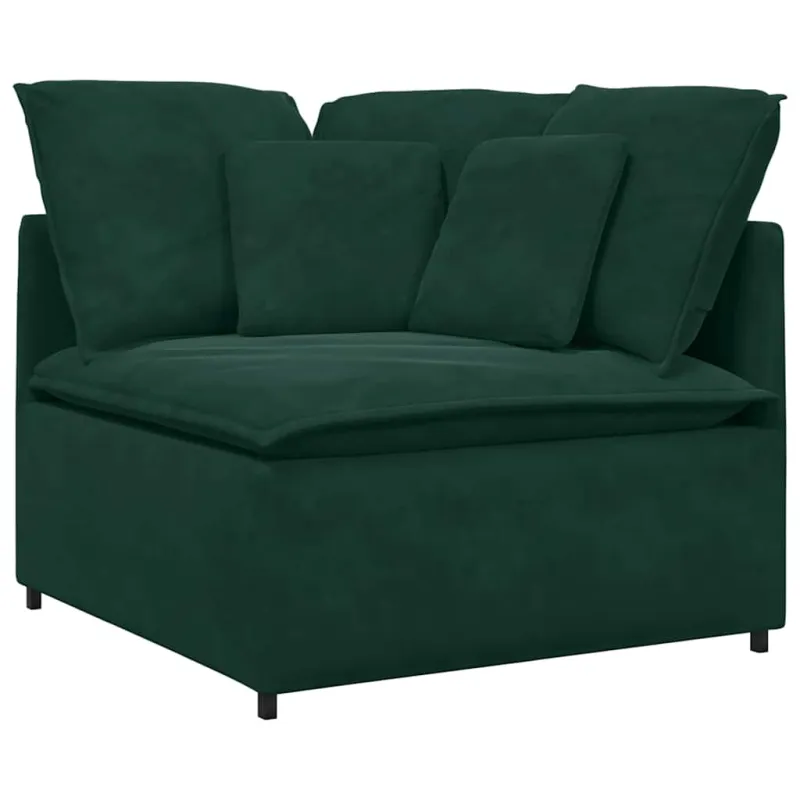 Modulinė sofa su pagalvėlėmis, aksominė, tamsiai žalia
