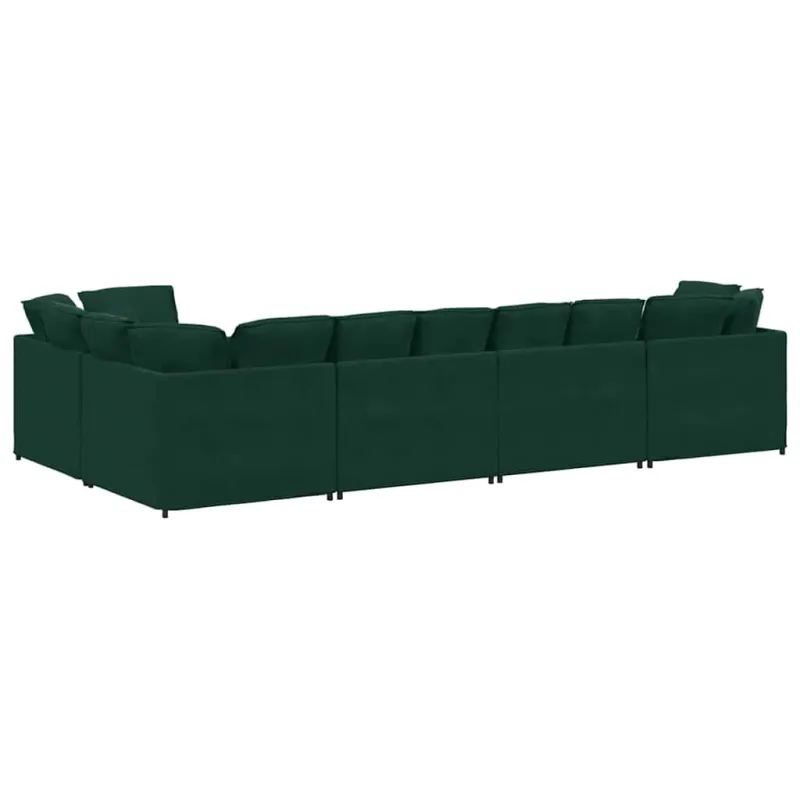 Modulinė sofa su pagalvėlėmis, aksominė, tamsiai žalia
