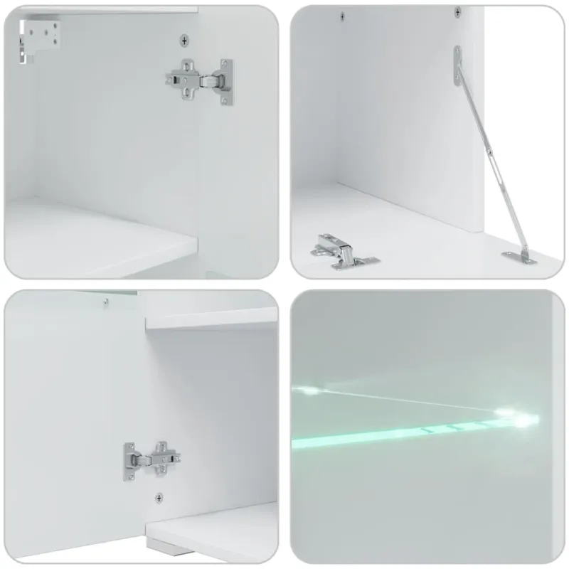 5 dalių televizoriaus spintelės su LED apšvietimu, akmens pilkos spalvos, inžinerinė mediena
