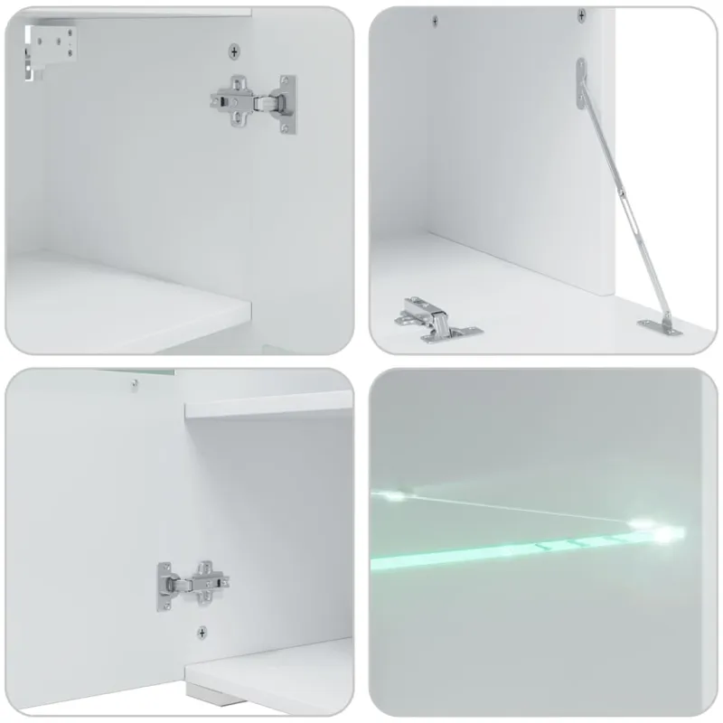 5 dalių televizoriaus spintelės su LED apšvietimu, dirbtinio ąžuolo spalvos, inžinerinė mediena