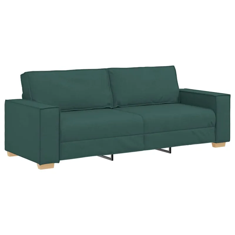Dviejų dalių sofos komplektas su pagalvėlėmis, tamsiai žalias audinys
