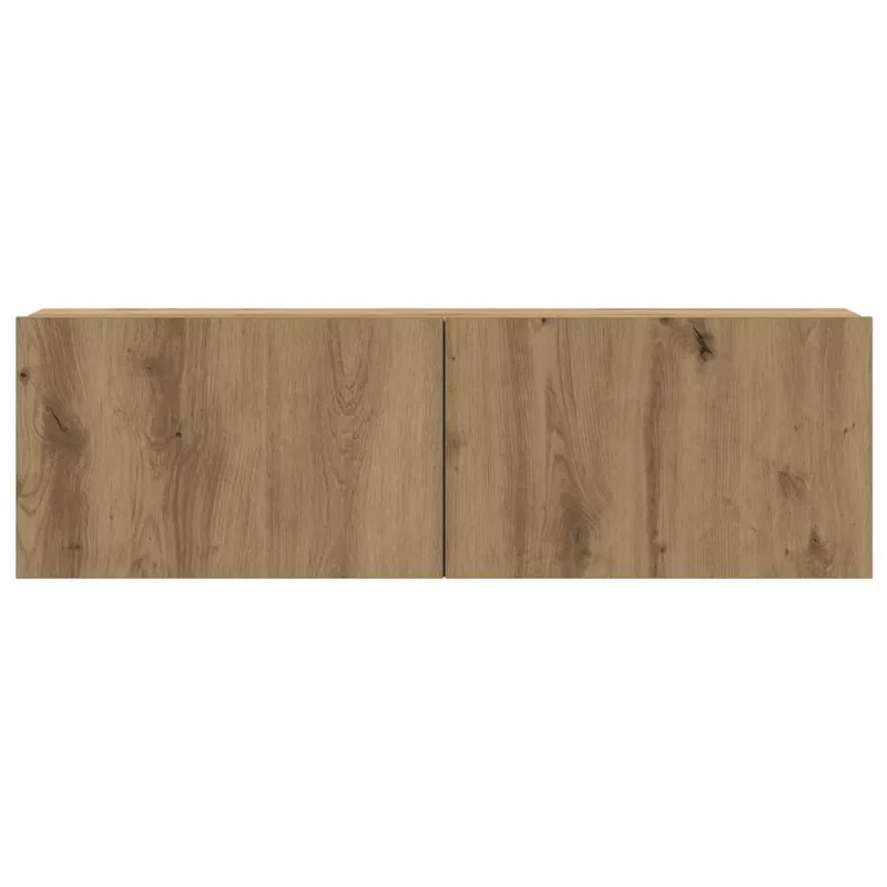 4 dalių prie sienos tvirtinamas televizoriaus spintelių komplektas, ąžuolo spalvos, 100x30x30 cm