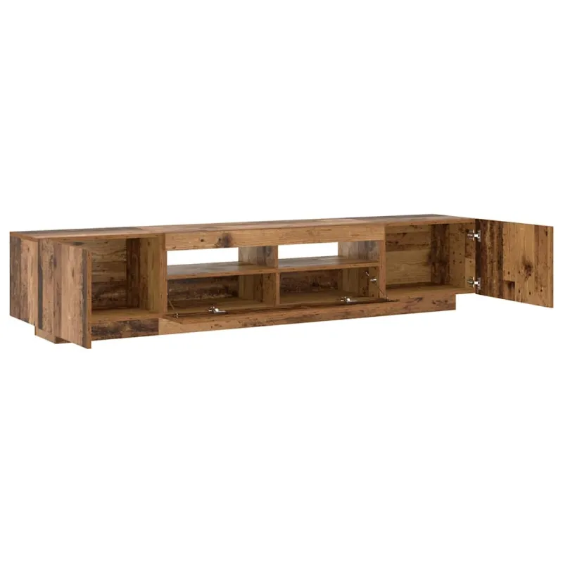 TV spintelė su LED lemputėmis, senovinė mediena, 200x35x40cm, inžinerinė mediena