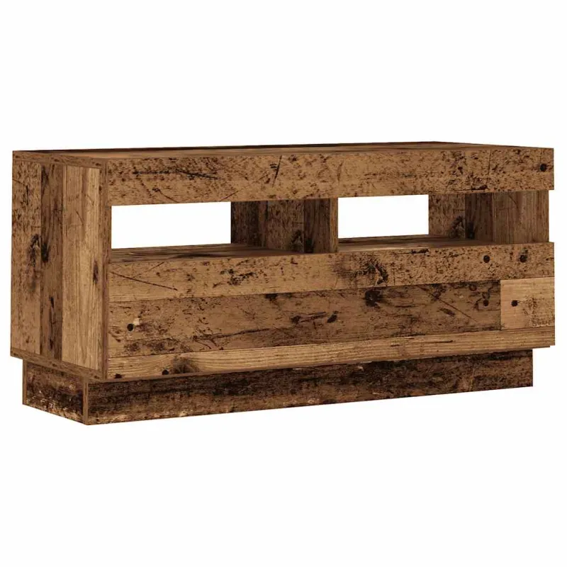 TV spintelė su LED lemputėmis, senovinė mediena, 260x35x40cm, inžinerinė mediena