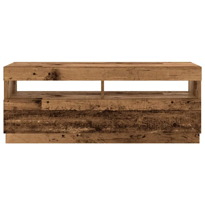 TV spintelė su LED lemputėmis, senovinė mediena, 300x35x40cm, inžinerinė mediena