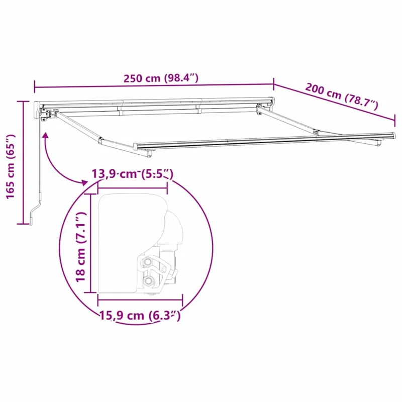 Markizės rėmas Geltonas ir Pilkas 250 x 200 cm
