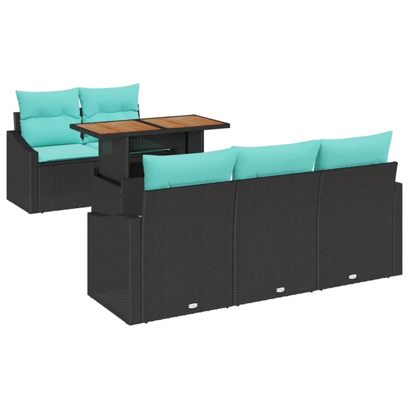 Sodo valgomojo komplektas 6 pcs Juoda ir žalsvai mėlyna