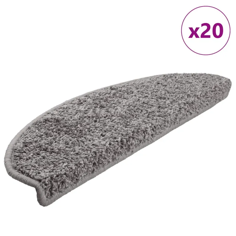 Laiptų kilimėliai, 20 vnt., pilki, 65x21x4 cm, dideli, pusapvaliai