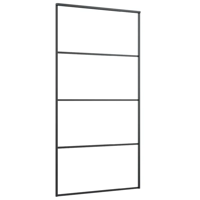 Stumdomos durys su furnitūra, juodos, 102,5x205 cm, ESG stiklas