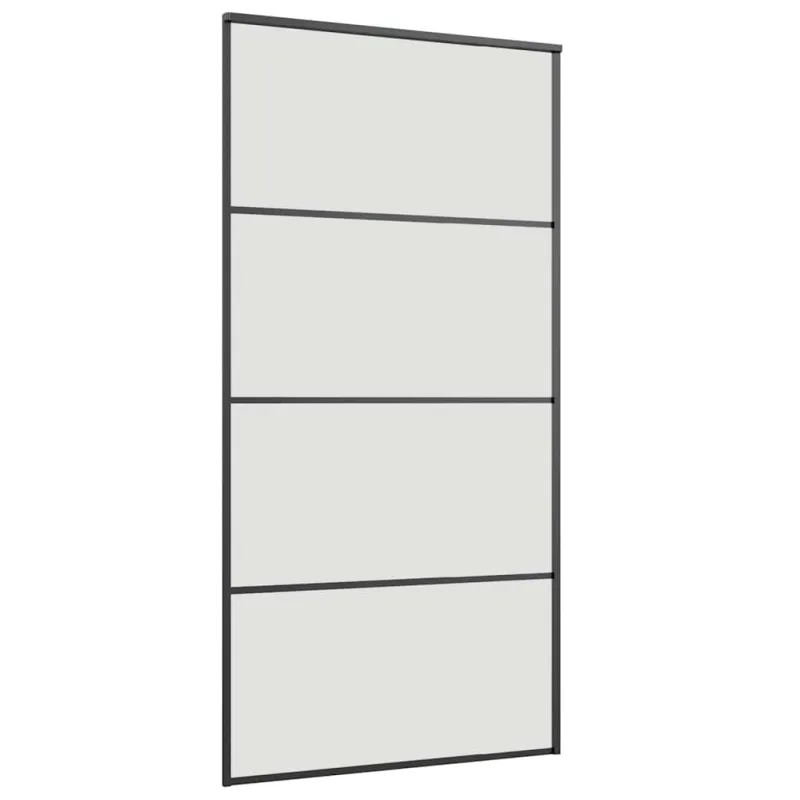 Stumdomos durys su furnitūra, juodos, 102,5x205 cm, ESG stiklas