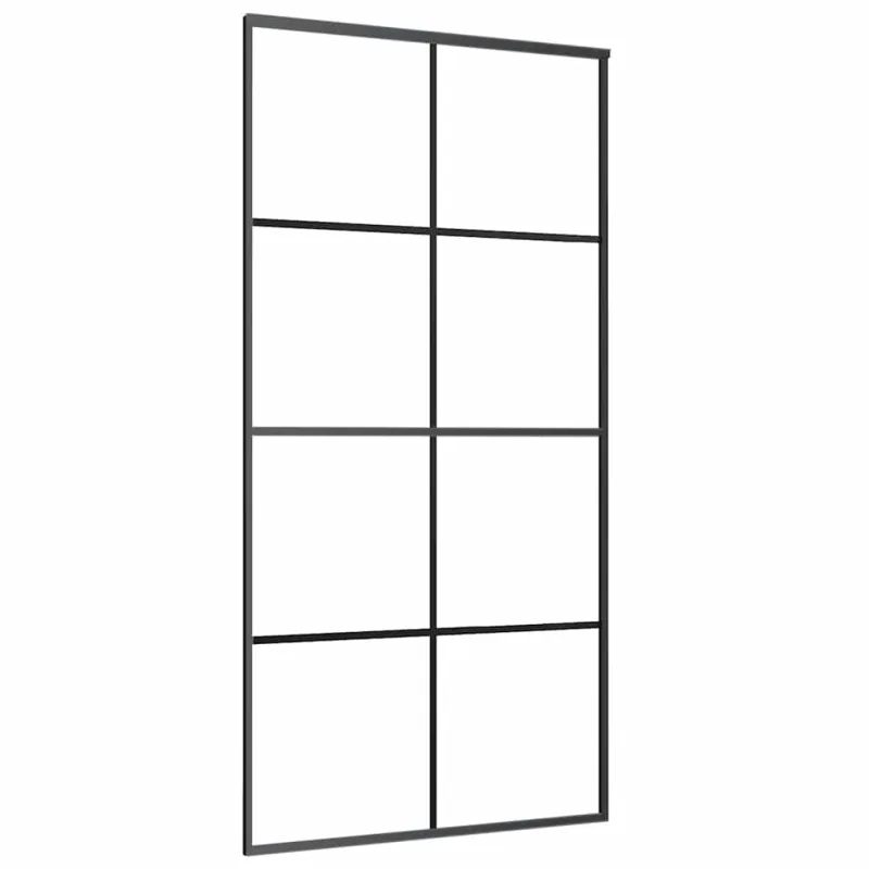 Stumdomos durys su furnitūra, juodos, 102,5x205 cm, ESG stiklas