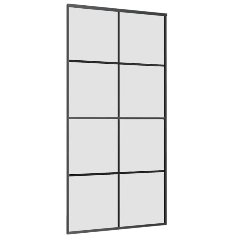 Stumdomos durys su furnitūra, juodos, 102,5x205 cm, ESG stiklas