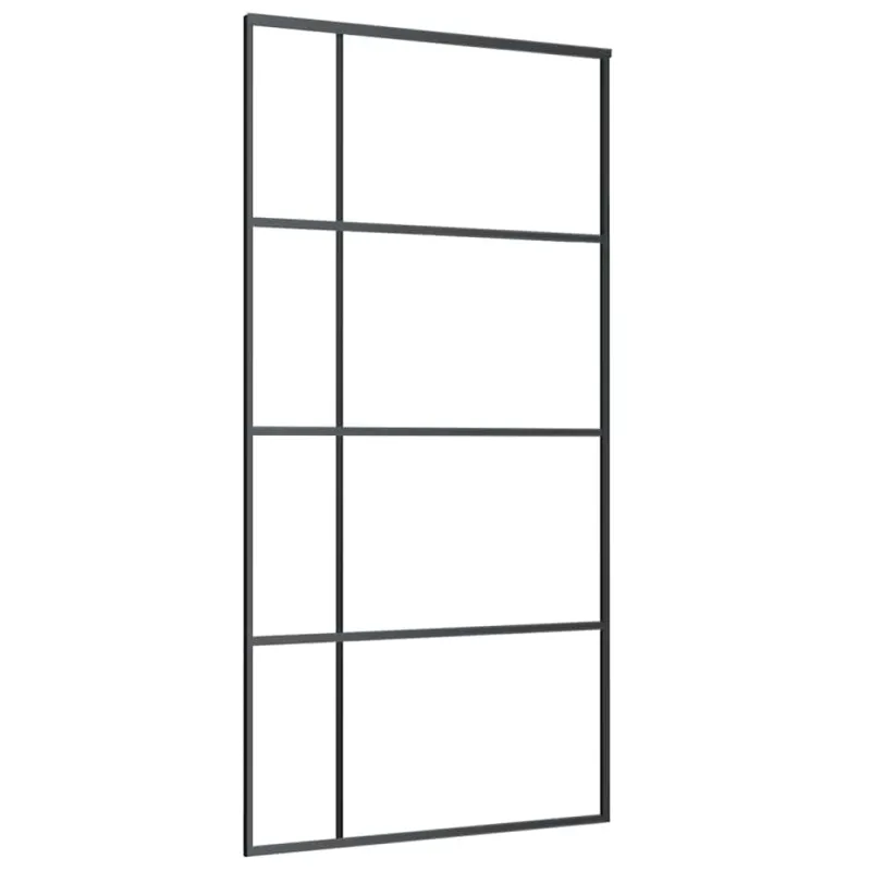 Stumdomos durys su furnitūra, juodos, 102,5x205 cm, ESG stiklas