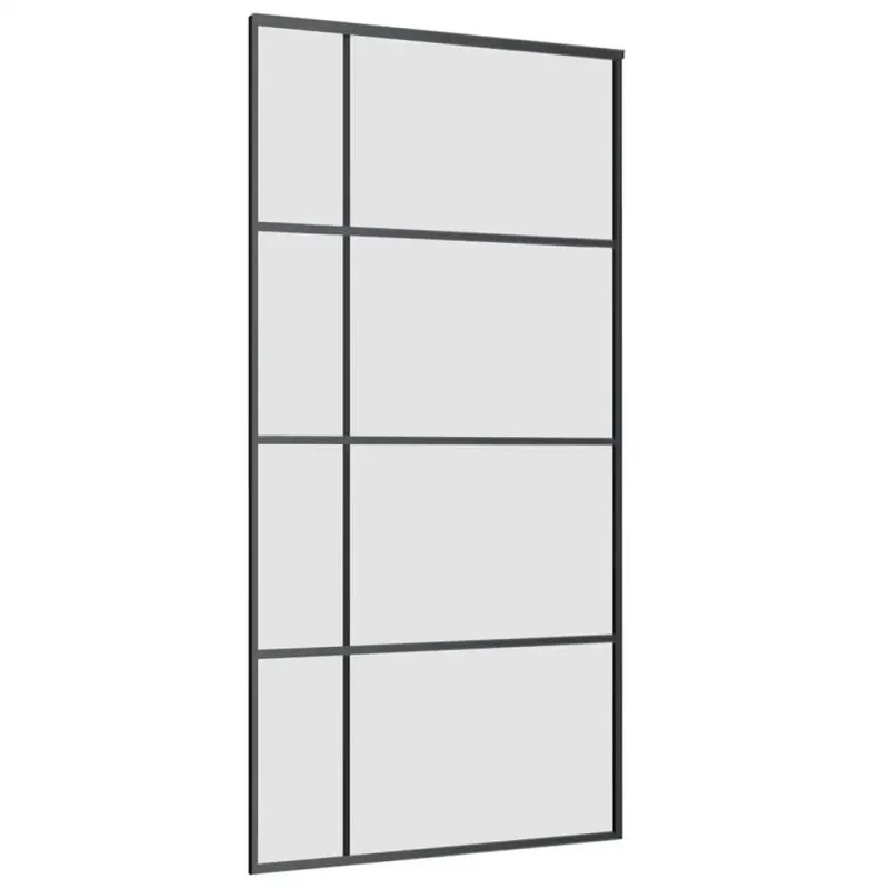 Stumdomos durys su furnitūra, juodos, 102,5x205 cm, ESG stiklas
