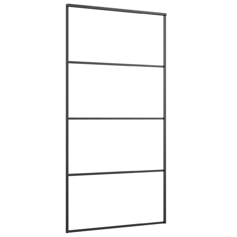 Stumdomos durys su furnitūra, juodos, 102,5x205 cm, ESG stiklas