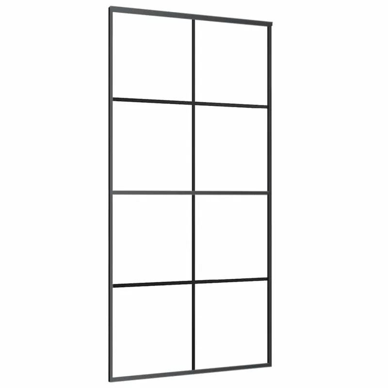 Stumdomos durys su furnitūra, juodos, 102,5x205 cm, ESG stiklas