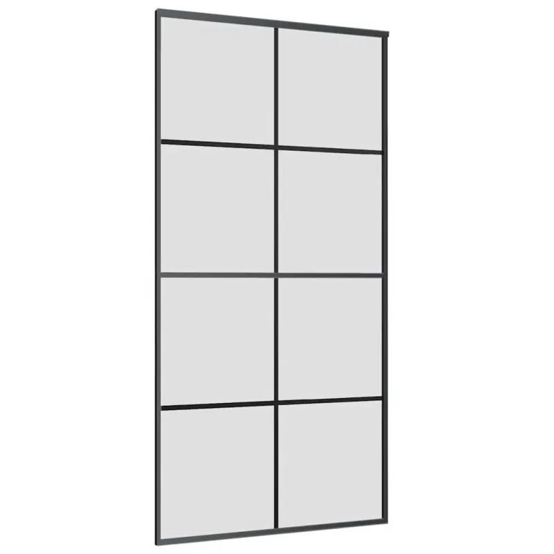 Stumdomos durys su furnitūra, juodos, 102,5x205 cm, ESG stiklas