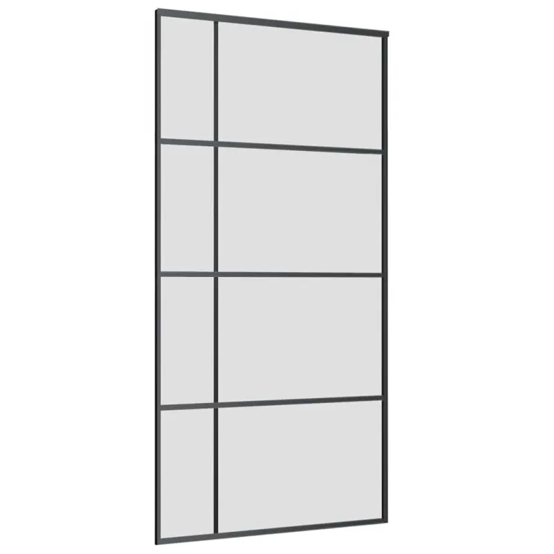 Stumdomos durys su furnitūra, juodos, 102,5x205 cm, ESG stiklas