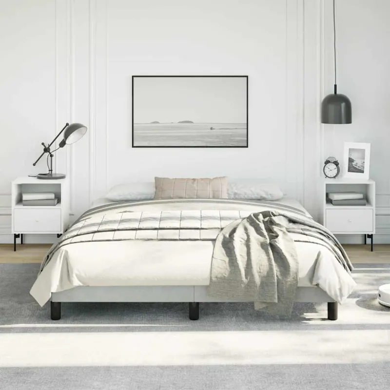 Lovos rėmas be čiužinio, šviesiai pilkas, 152x203 cm, karalienės spalvos, aksomas