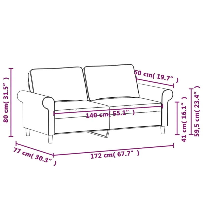 Dvivietė sofa, tamsiai pilkos spalvos, 140cm, audinys