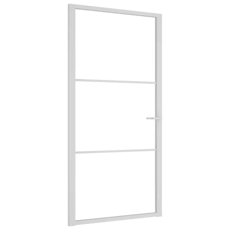 Vidaus durys, baltos, 102,5x201,5cm, ESG stiklas ir aliuminis