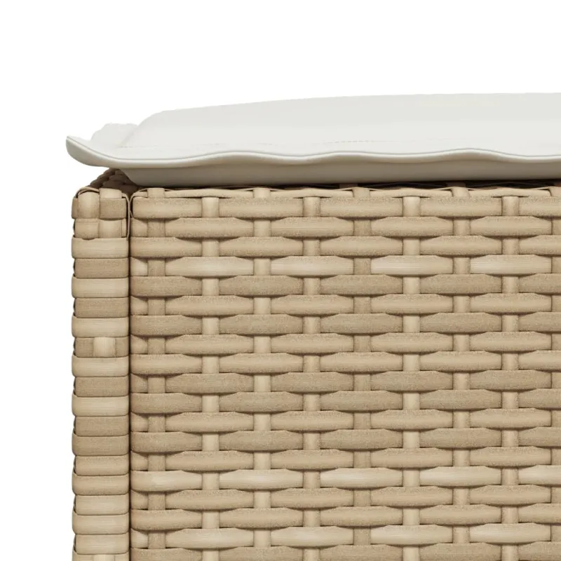 Sodo taburetė su pagalvėle, smėlio spalvos, 63,5x56x32cm, poliratanas