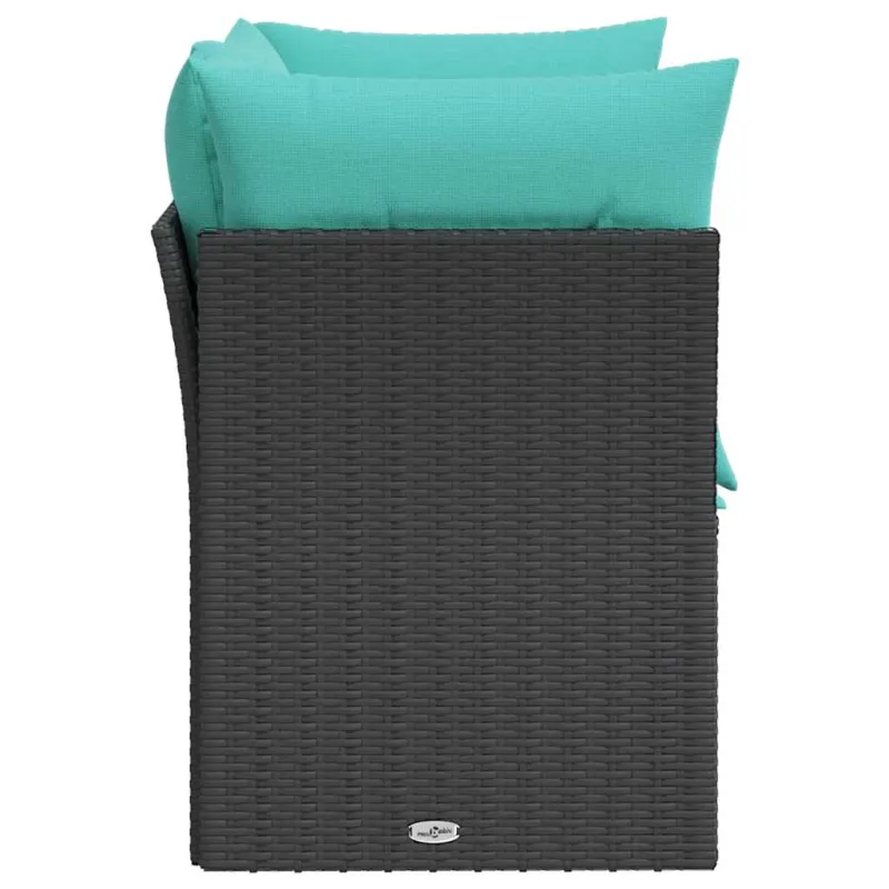 Sodo sofa su pagalvėlėmis, dvivietė, juoda, poliratanas