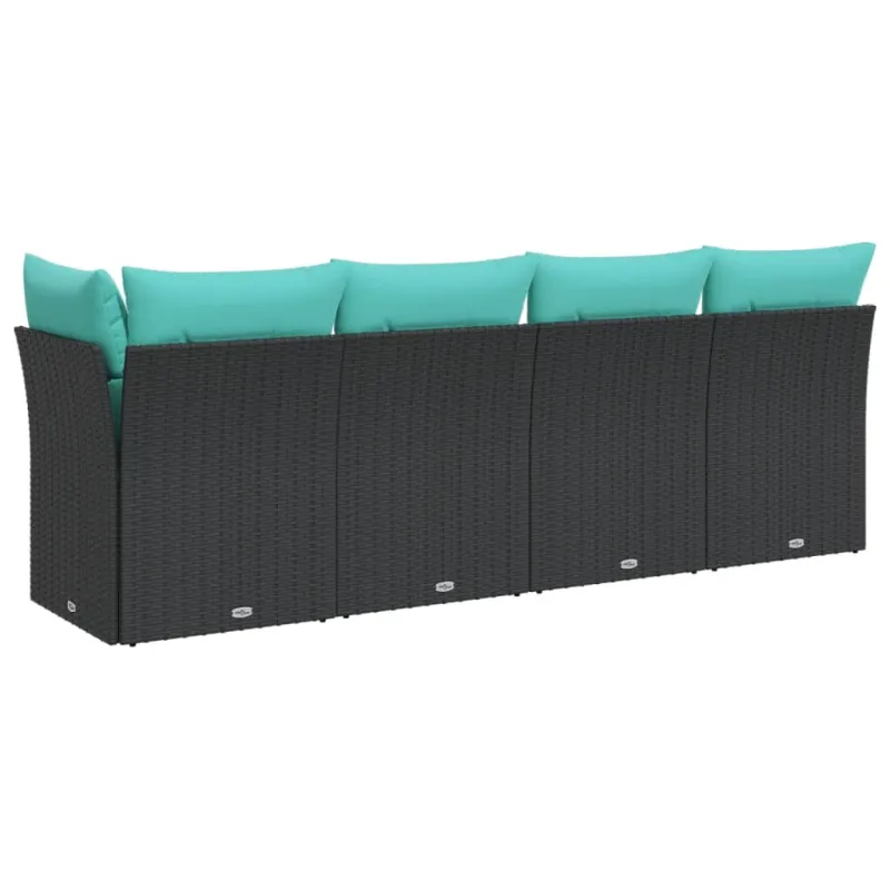 Sodo sofa su pagalvėlėmis, 4 sėdimos vietos, juodas, poliratanas