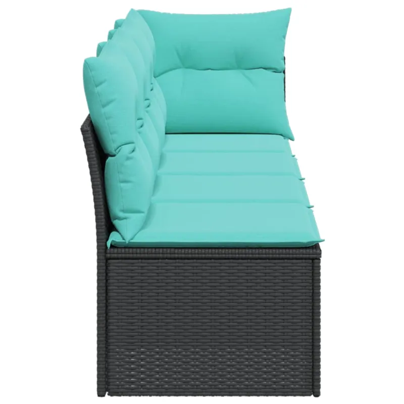 Sodo sofa su pagalvėlėmis, 4 sėdimos vietos, juodas, poliratanas