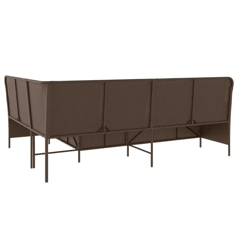 Sodo sofa su pagalvėlėmis, L formos, ruda, poliratanas