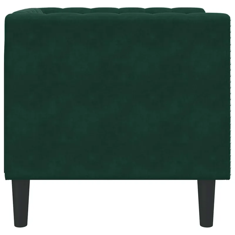 Česterfildo sofa-kėdė, tamsiai žalia, aksomas