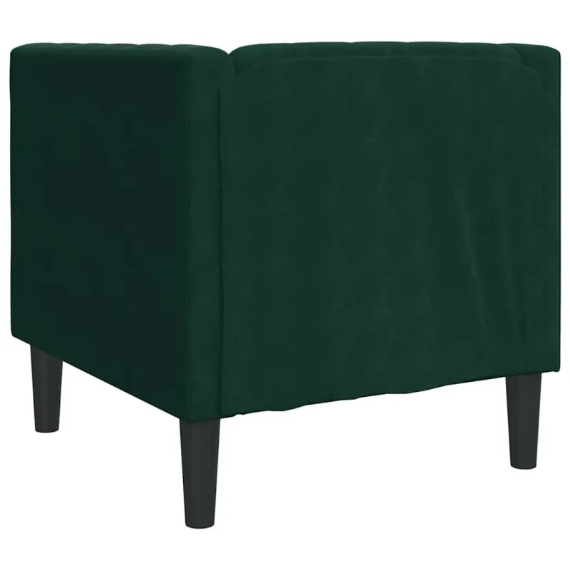 Česterfildo sofa-kėdė, tamsiai žalia, aksomas