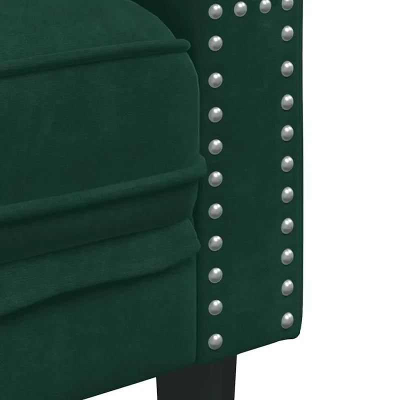 Česterfildo sofa-kėdė, tamsiai žalia, aksomas