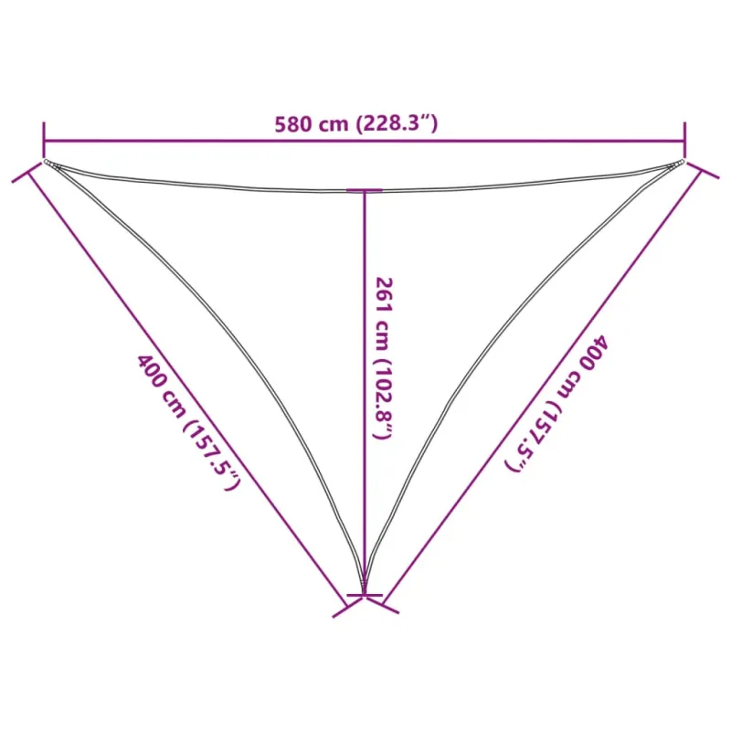 Saulės skėtis, 160 g/m², trikampė, šviesiai pilka, 4x4x5,8m, HDPE