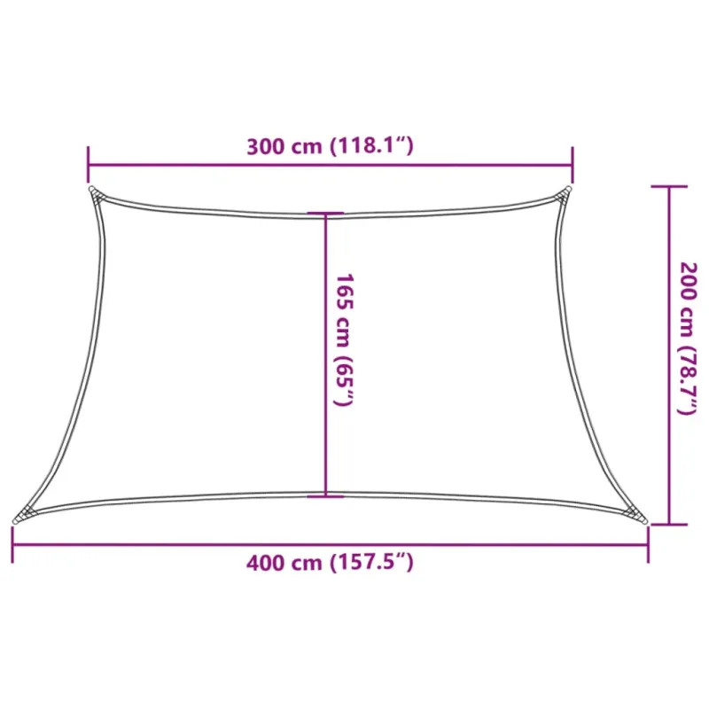 Saulės skėtis, burė, 160 g/m², trapecijos formos, šviesiai pilka, 3/4x2 m, HDPE