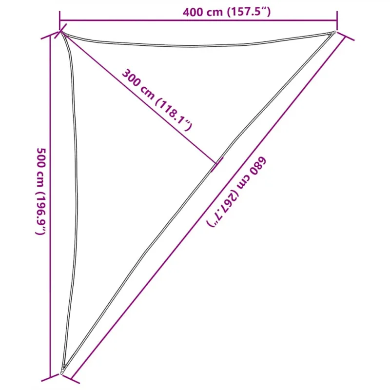 Saulės skėtis, 160 g/m², trikampė, smėlio spalvos, 4x5x6,8 m, HDPE