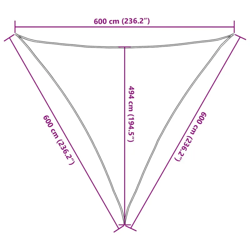 Saulės skėtis, 160 g/m², trikampė, smėlio spalvos, 6x6x6 m, HDPE
